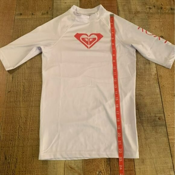 Roxy girls size xxl white and pink swim short sleeve rashguard - Picture 4 of 10